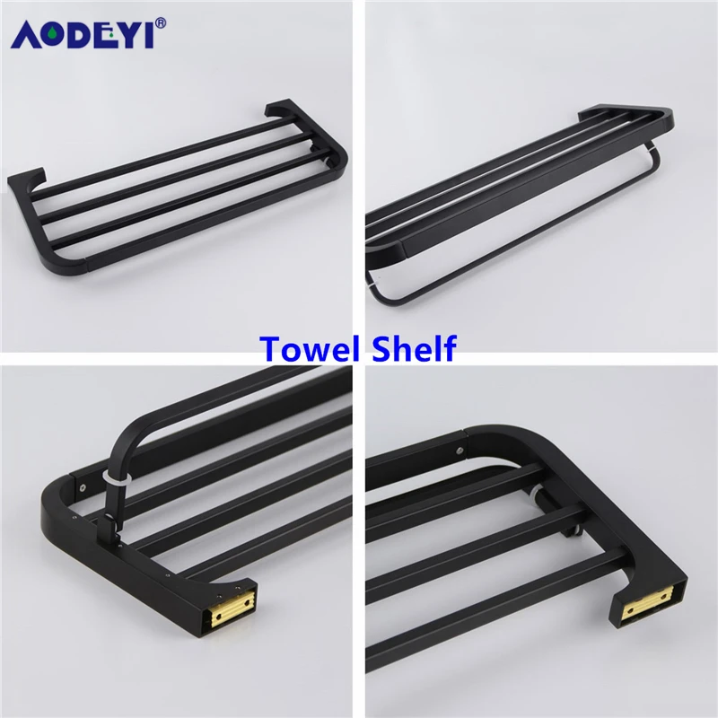 Настенный держатель для полотенец AODEYI матовая Черная Вешалка ванной комнаты