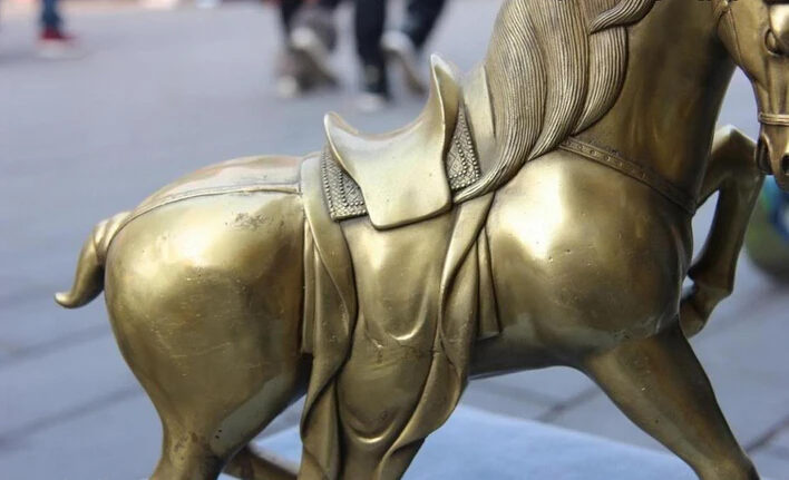 Collectible bronze S2738 12 Chinese Folk Brass Copper Feng Shui Lucku Running War Horse Steed Art Statue | Дом и сад