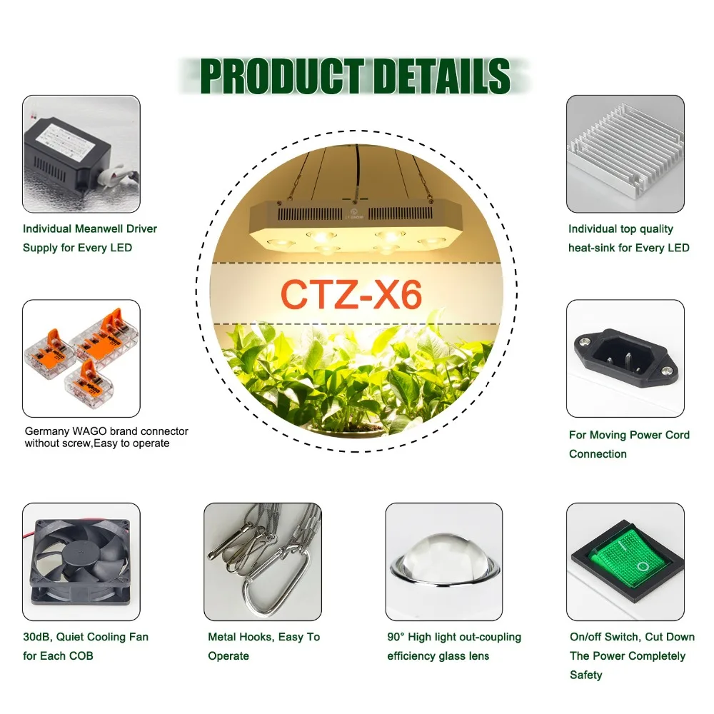 Citizen CLU048 1212 COB LED Grow Light 300 Вт 600 900 полного спектра для теплицы гидропоники