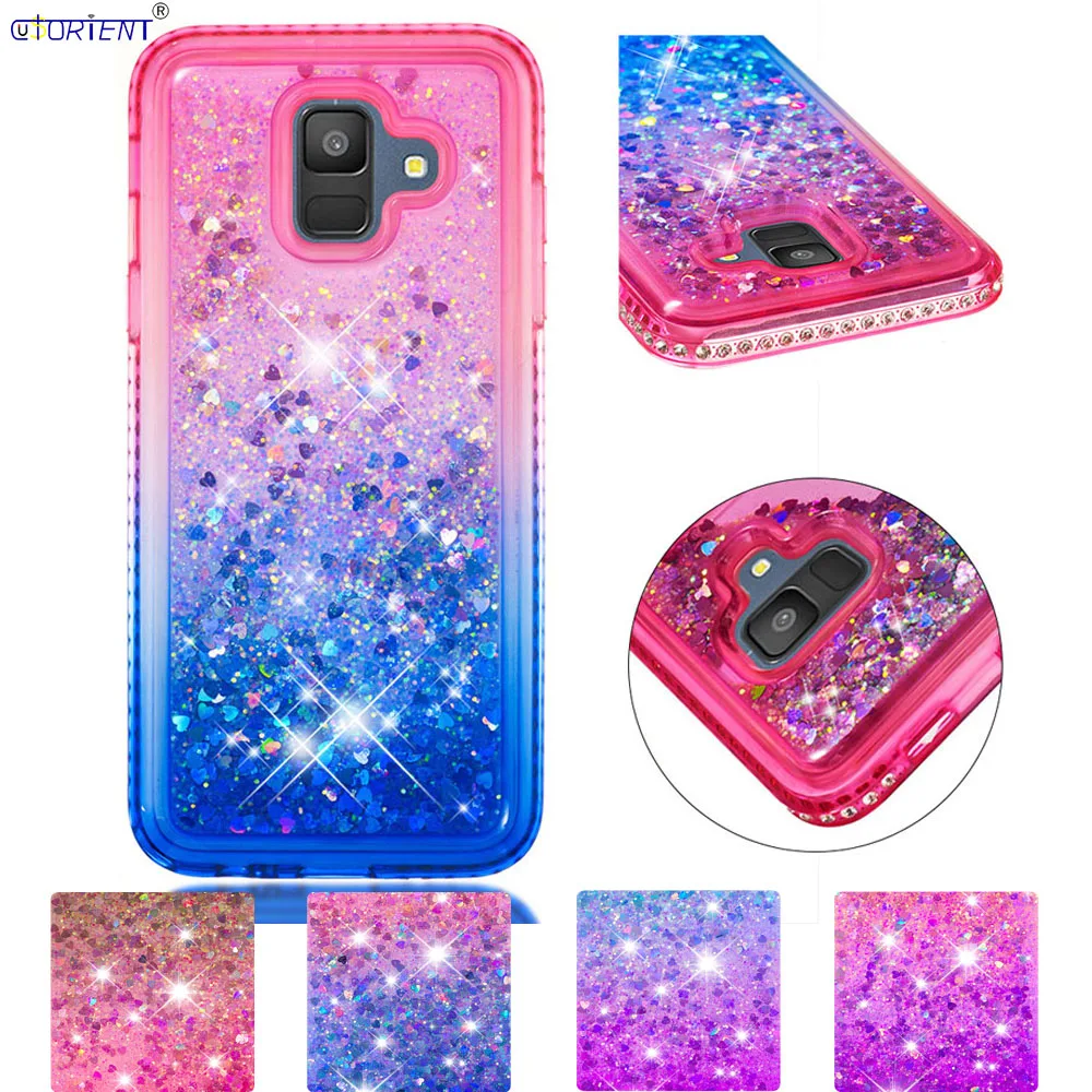 Для Samsung Galaxy A6 2018 Блестящий жидкий бампер чехол SM A600FN/DS A600X милый Алмазный