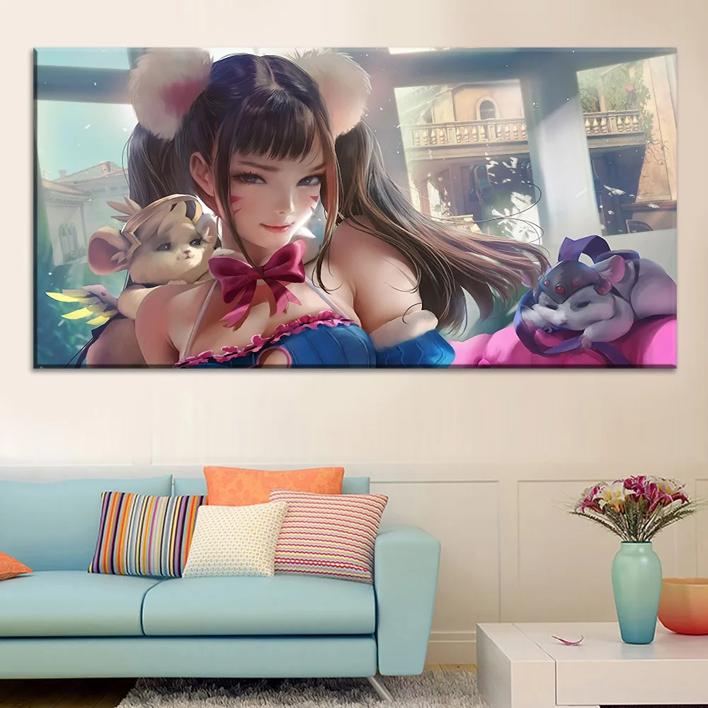 Kawaii Сексуальная Dva Overwatch живопись на холсте тип печати и на стене декоративное произведение искусства 1 панель стиль игры большой плакат