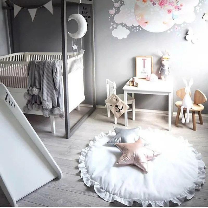 

MYUDI PLAIN COLOR Baby Toy Mat Kids Crawling Carpet Play Mat Lace Blanket babies playmat Floor Carpet infantil tapete Room Decor