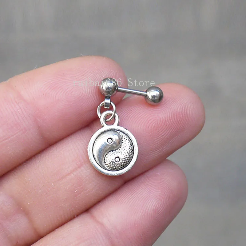 2 шт. ручной работы Инь Ян хрящ пирсинг для пупка серьги ювелирные изделия