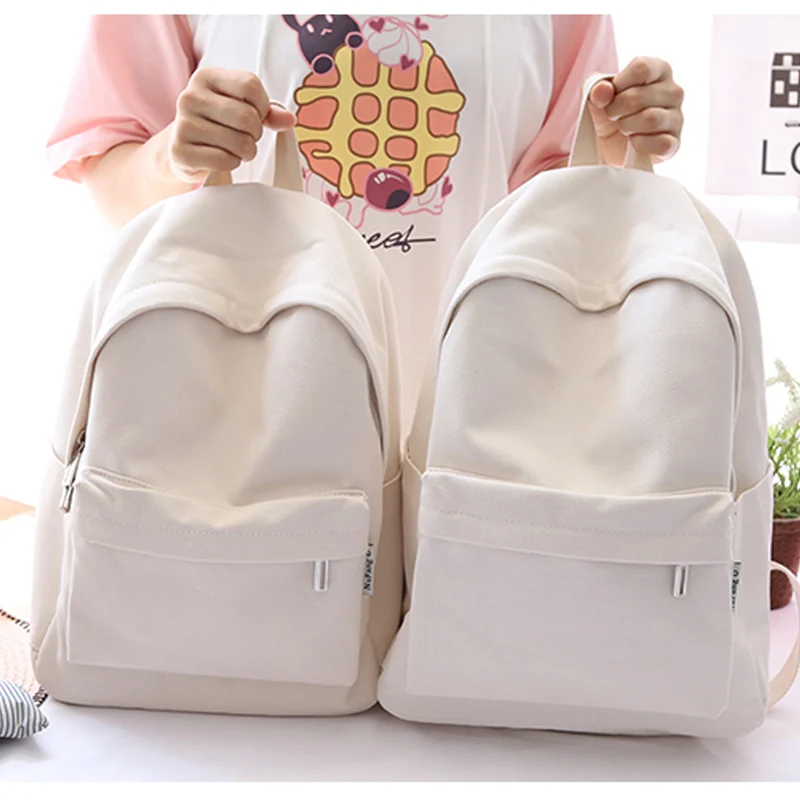 

NUFANGU Simple Classic Desgin Good Quality Girls Canvas Backpack College Student School Book Bag Women Travel Teenager Useful