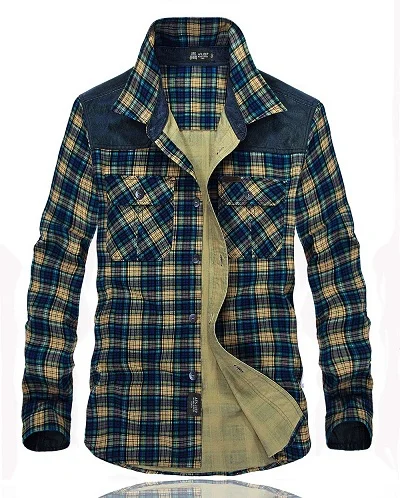 Синий Новинка, мужская клетчатая рубашка camisa masculina AFS JEEP, мужские вельветовые фланелевые рубашки, Мужская одежда, повседневная брендовая рубашка с длинным рукавом - Цвет: Синий