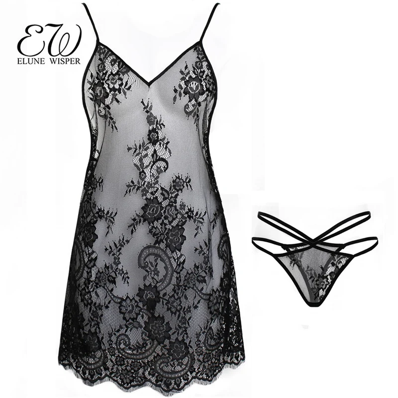 EW Lingerie Sexy Hot Erotic Nightwear Transparent Lace women's Underwear Temptation Sleepwear Dress Costumes Babydoll | Тематическая