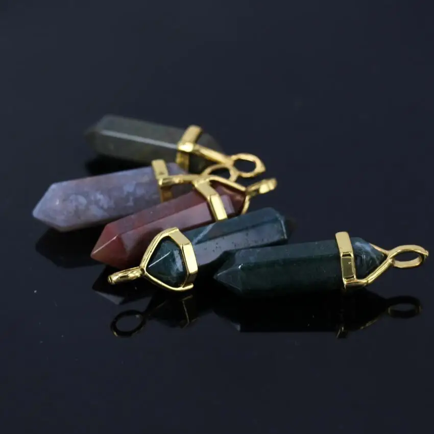 Натуральный АГ ate камень шестиугольник точка кулон зеленый Onxy драгоценные камни