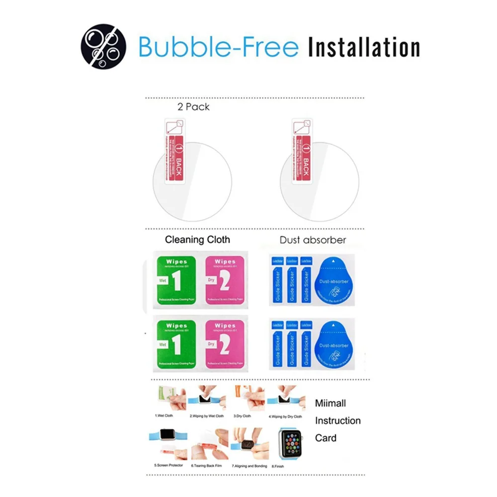 SIKAI 4pcs Tempered Glass Screen Protector For Smart Watch 30 31 32 33 34 35 36 37 38 39 40 41 42 MM Smart Watch Glass Screen