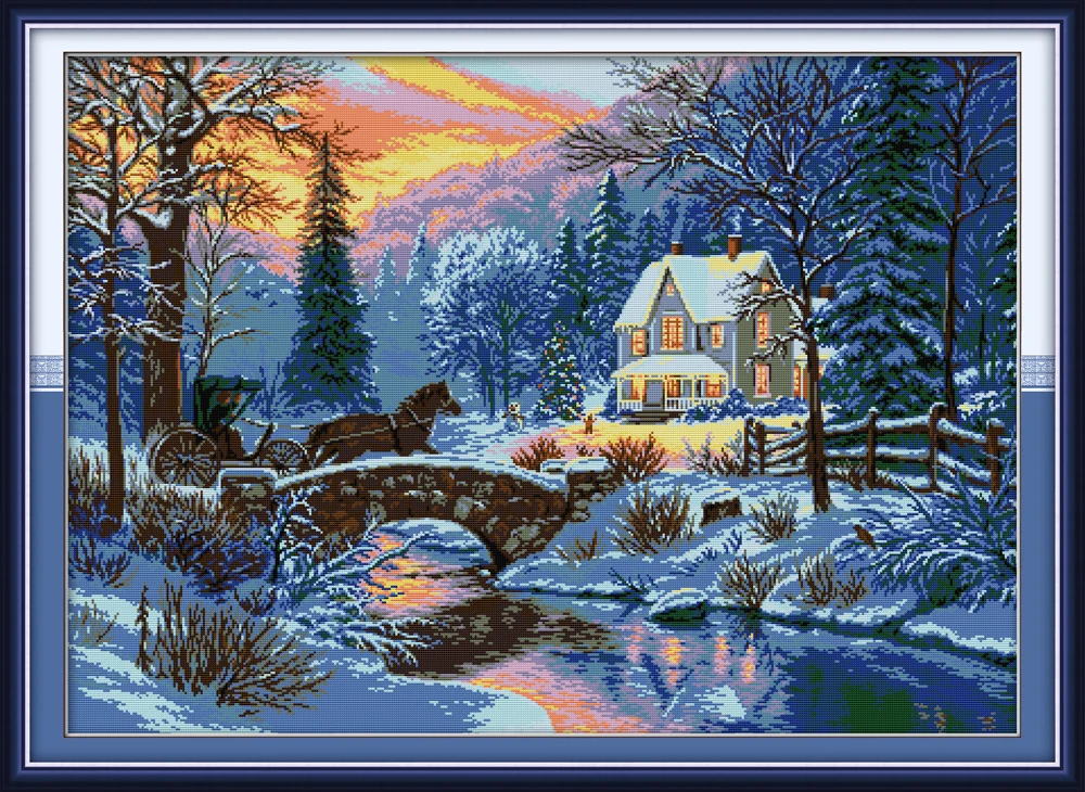 Joy Sunday Return in winter Китайский Набор для вышивки крестом экологический хлопок прозрачный Печатный 11CT DIY подарок свадебное украшение
