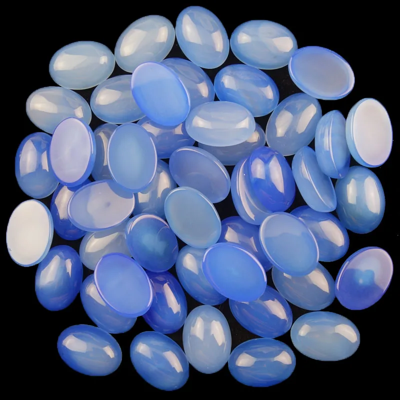 

10Pcs 25x18x8mm Blue Agates Oval Cab Cabochon Dw047(Send Randomly)