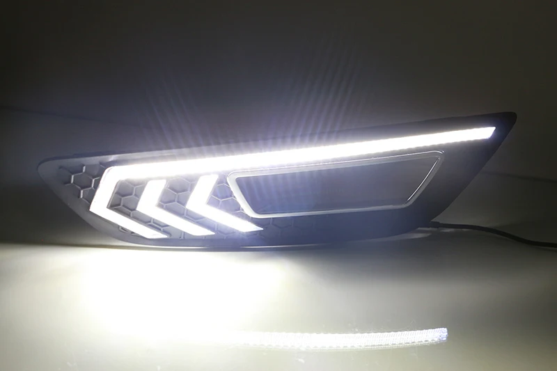 Автомобильный мигающий 1 пара для Ford Focus 4 автомобильный DRL 12 В Светодиодный дневной ходовой светильник Дневной светильник с желтым сигналом поворота