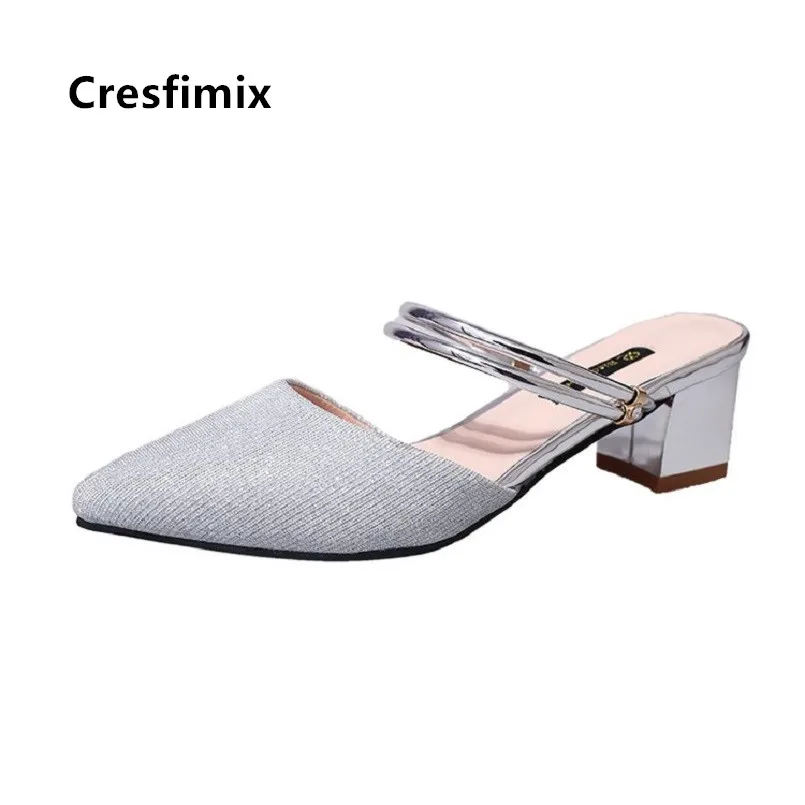 Cresfimix mujer tacones altos для женщин милые пикантные вечерние Серебристые Вечерние туфли