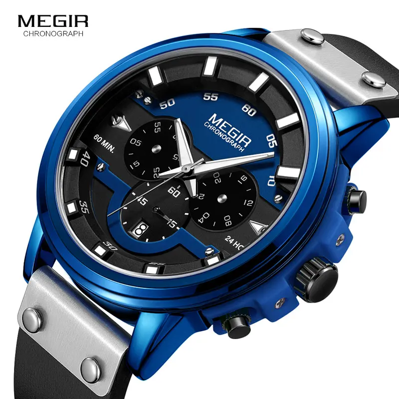 Мужские водонепроницаемые кварцевые часы с кожаным ремешком 24 часа|Кварцевые