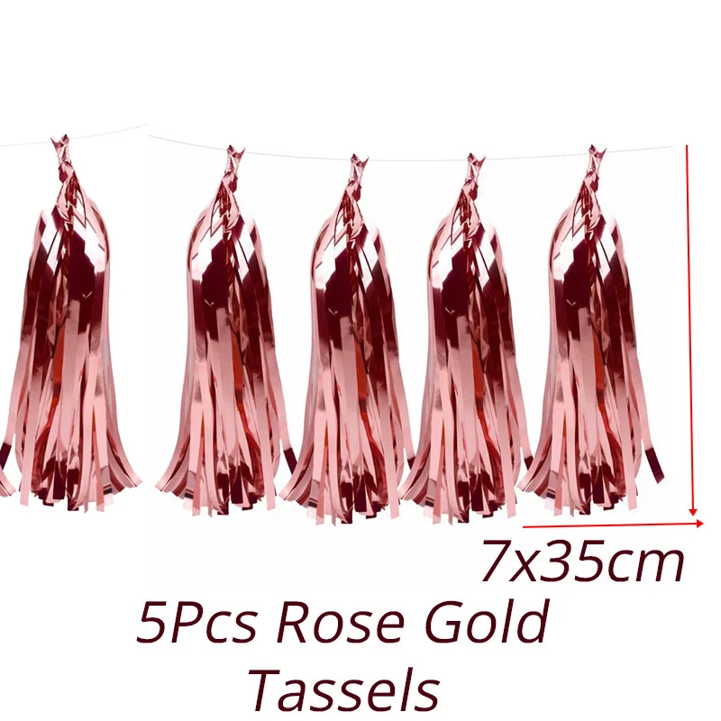 5pcs Tassels Розовое золото Команда Невесты быть воздушные шары Свадебная Корона створки значок девичник вечеринка Свадьба украшения аксессуары для девичника поставки - Цвет: 5pcs Tassels