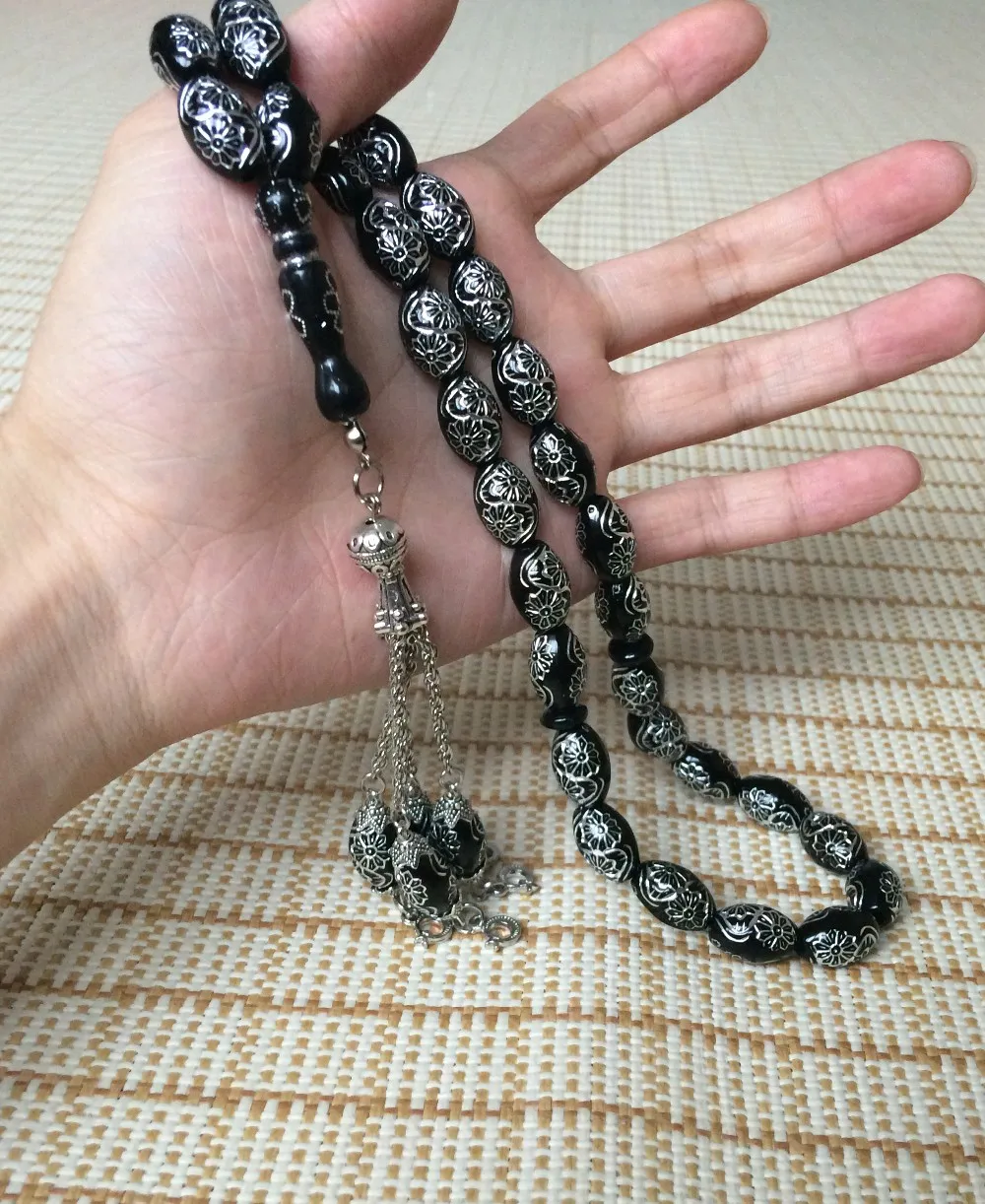 Мусульманский подарок 33 tasbih misbaha tasbeeh masbaha tesbih Молитвенные Четки из бусин ислам подарки subha sibha Луна и звезда ювелирные изделия