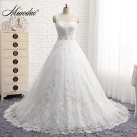v neck tulle wedding dresses 2022 applique lace sashes a line backless floor length sleeveless bridal dress vestido de noiva