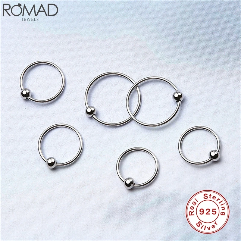 ROMAD, маленькие серьги-кольца для женщин, 925 пробы, серебряные серьги, маленькие круглые серьги для девушек, серьги-капли, готическое ювелирное изделие R5