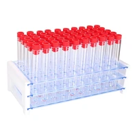 50 piece tube 13x100mm8ml clear plastic test tube set with caps and rack