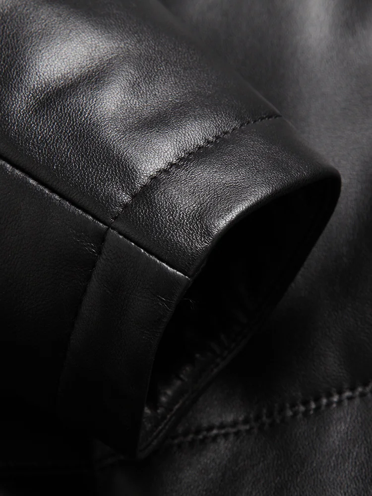 AYUNSUE Winter Sheepskin Leather Jacket Men Korean Slim Long Coat Genuine Down Hooded Clothing P-1-752 KJ1251 | Мужская одежда