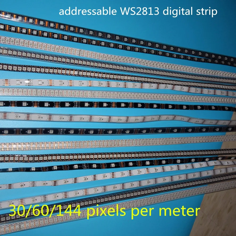 1 м/4 м/5 м WS2813B 30/60/144 пикселей адресный полосы, черный/белый печатных плат, IP33/IP65/IP66/IP68, DC5V вход