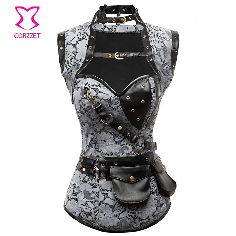 Серый винтажный корсет для похудения со стальными косточками|corset vintage|clothing