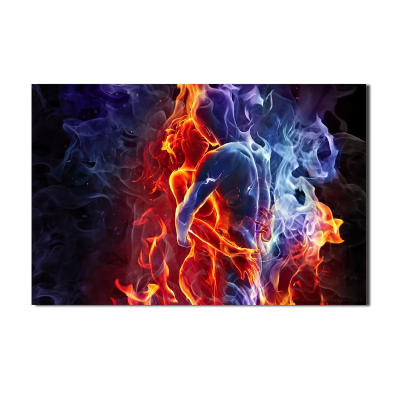 twin-flames Лед и огонь руки картины пальцы Холст Живопись стены Искусство картина для гостиной любовь плакат декоративной живописи без рамки - Цвет: twin-flames