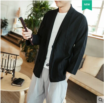 Мужская куртка весенне осеннее пальто Мужской Хлопковый и льняной костюм в