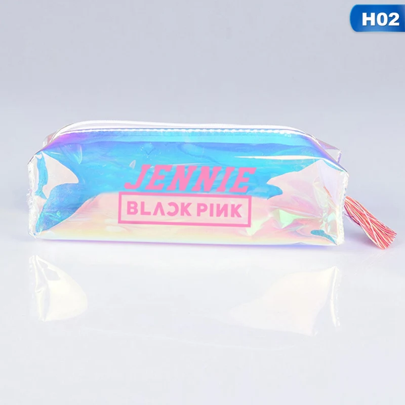 H02 Kpop красочная лазерная прозрачная Карандаш Чехол BTS мода набор кисточек для макияжа сумка Карандаш сумка, школьные принадлежности - Цвет: H02