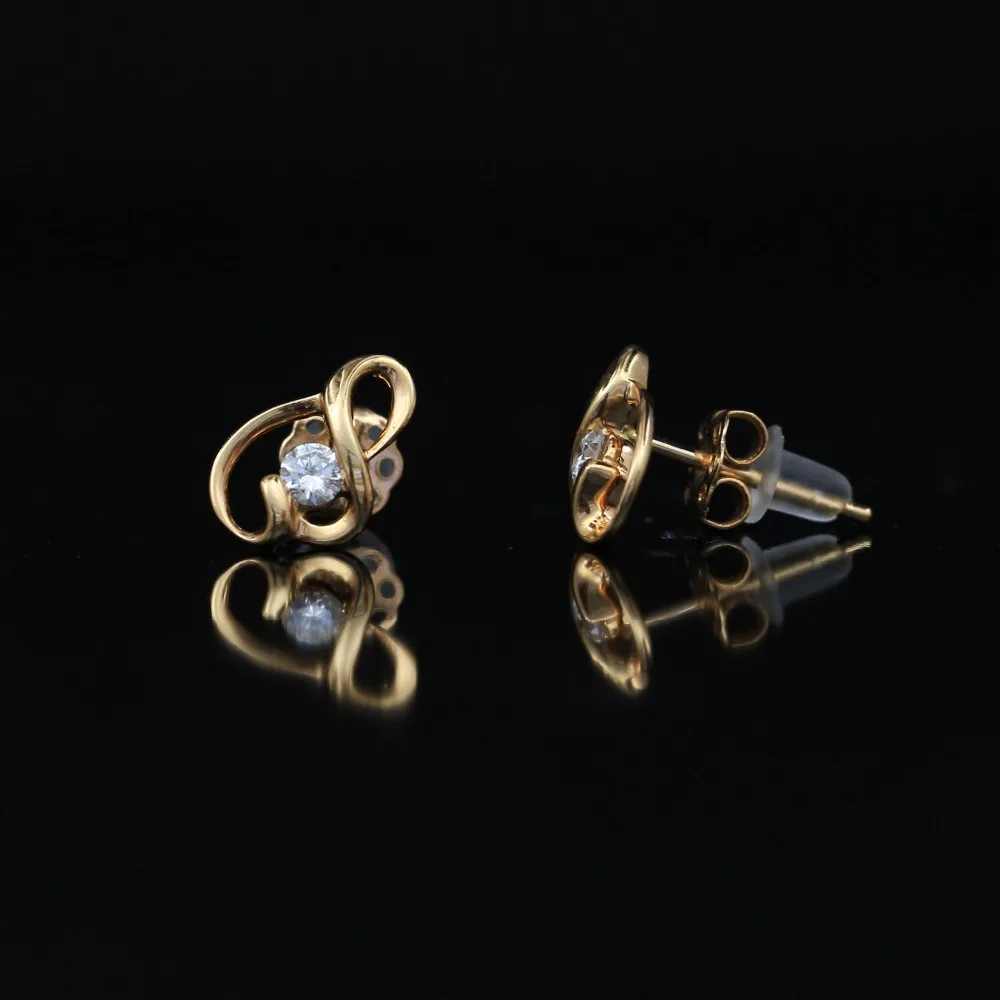 Круглые серьги-гвоздики LASAMERO 0.136CT из 18-каратного золота с натуральным