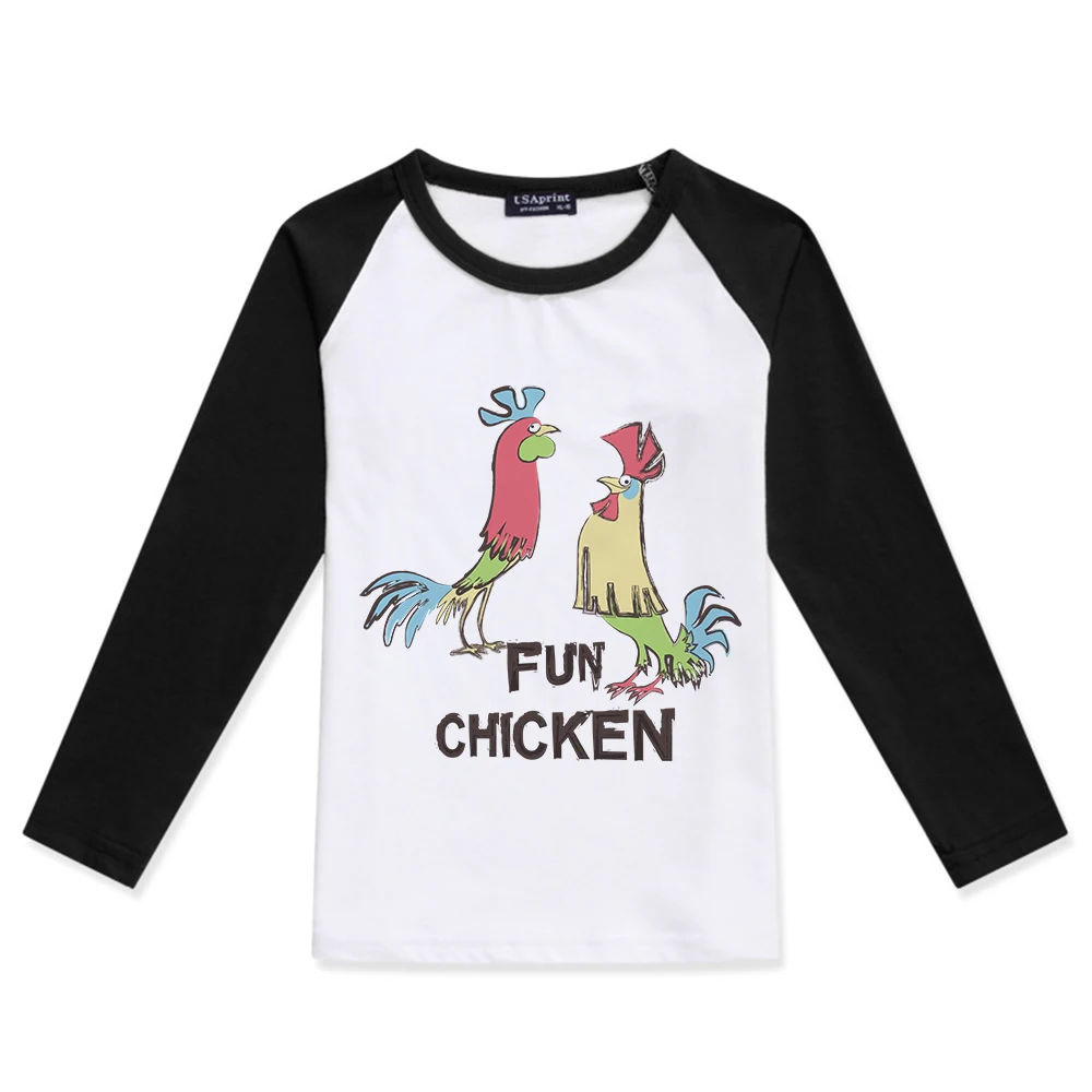 

Funny Tee Shirt Baby Boys T Shirts Girl Cotton Clothes Kids Long Sleeve T-Shirts Children Fun Chicken Print Tshirt Boy Tshirts