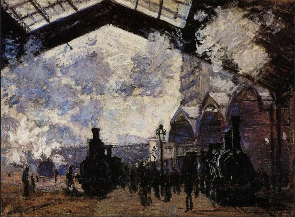 

High quality Oil painting Canvas Reproductions Saint-Lazare Station, Exterior View (1877) By Claude Monet Painting hand painted
