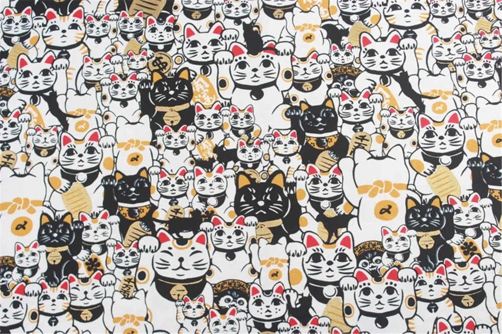 Оригинальный дизайн 4 вида цветов японский металлик золото Maneki Neko Fortune Cat хлопок