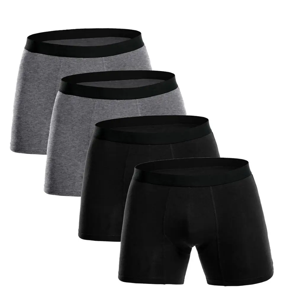 Black Gray Трусы мужские 4 шт/партия мужские большие хлопковые шорты-боксеры мужское длинное нижнее белье Трусы боксеры шорты наборы мужские трусы-боксеры нижнее белье мужские - Цвет: Black Gray