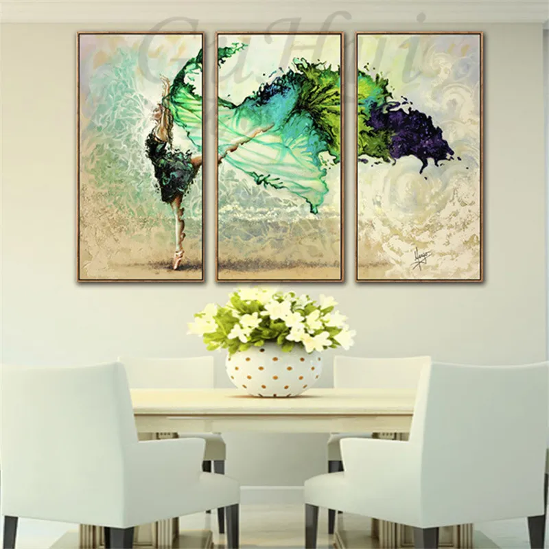 Современная элегантная зеленая лента балет красота абстрактная картина маслом