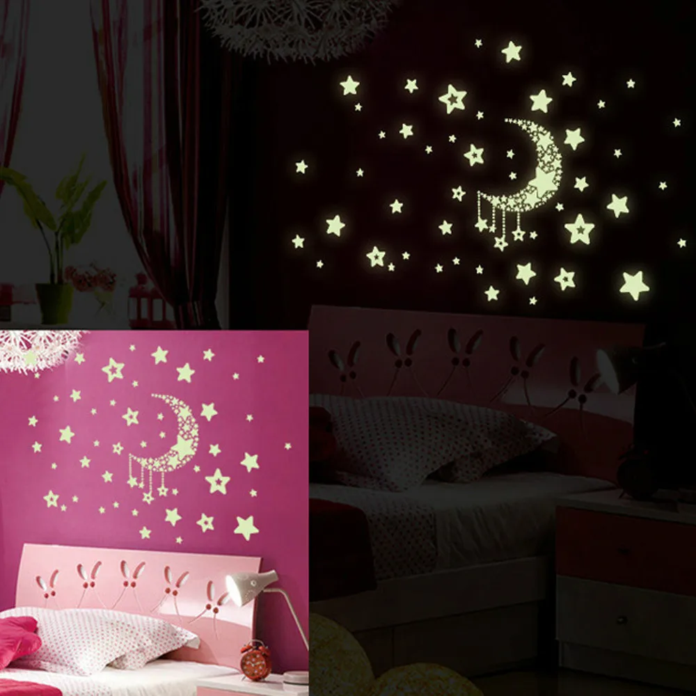 Набор светится в темноте Fosforescente Moon Star DIY Съемные Звездные настенные наклейки