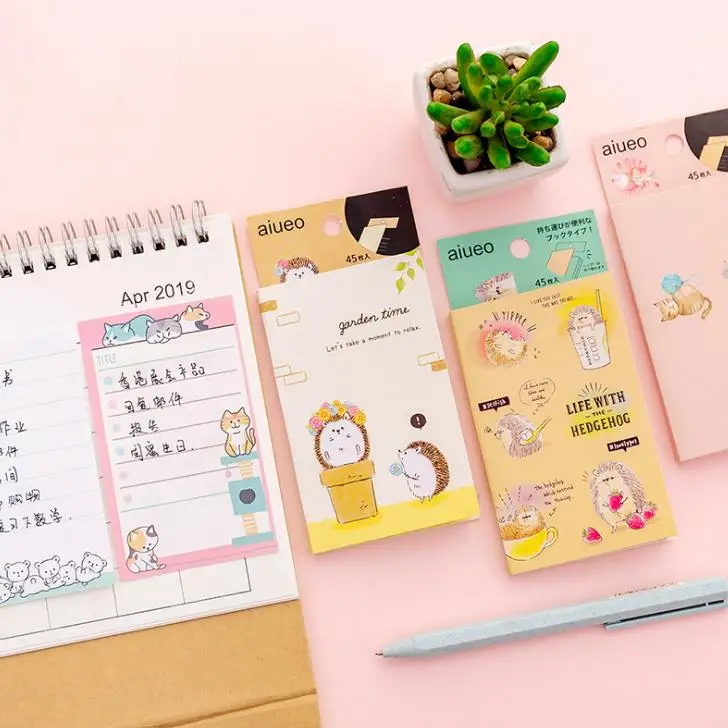 1 шт. Kawaii животные Кошка Собака Ежик панда Пингвин бумага Липкие заметки блокнот планировщик наклейки закладки канцелярские подарки