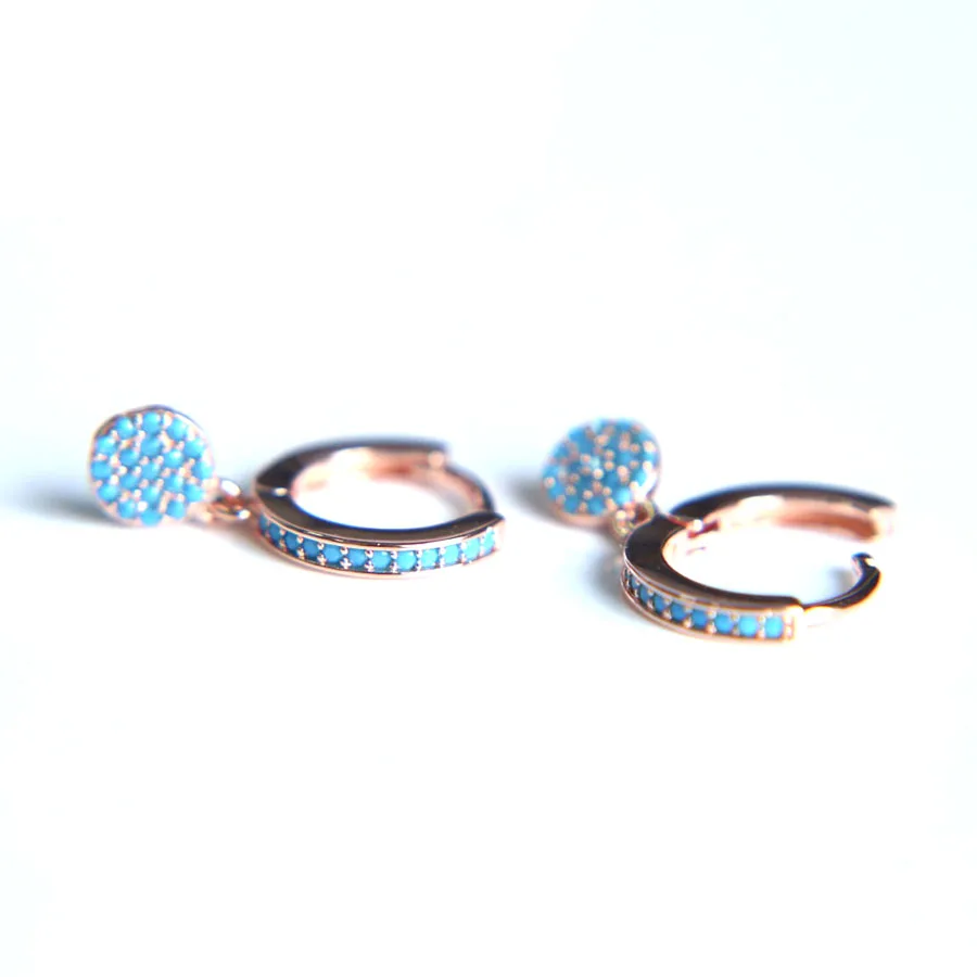 Серьги Orecchini,, высокое качество, Висячие Huggie Hoop Pave Turquoisesa, розовый цвет, Cz, дискотека, очаровательные женские модные серьги