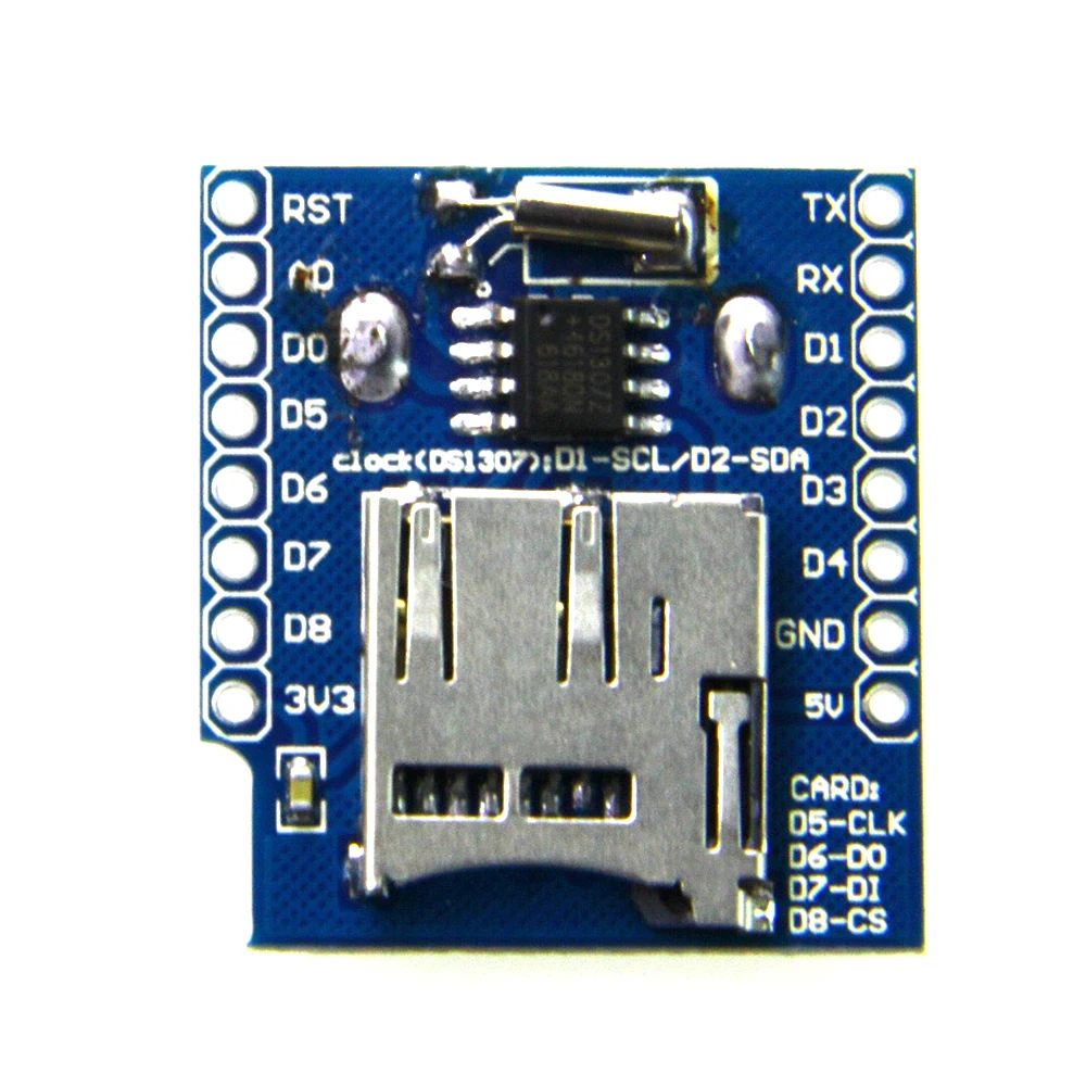 Чехол DataLog для D1 Mini RTC DS1307 с аккумулятором + MicroSD набором штырьков | Электроника