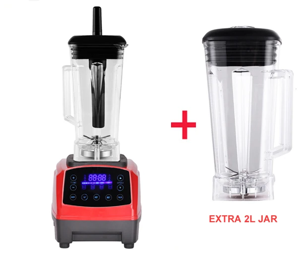 Red extra 2L jug Автоматический цифровой умный таймер, программа 2200 Вт, мощный блендер, миксер, соковыжималка, Кухонный комбайн, ледяной смузи, бар, фрукты - Цвет: Red extra 2L jug
