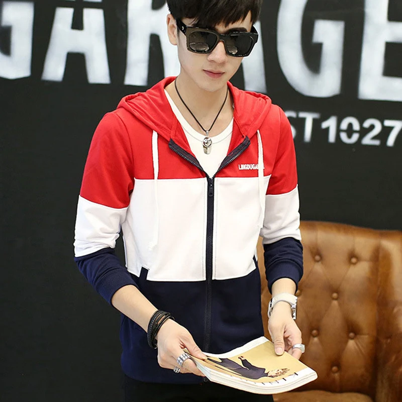 Мужские толстовки с капюшоном Модные Цветные повседневные пальто на