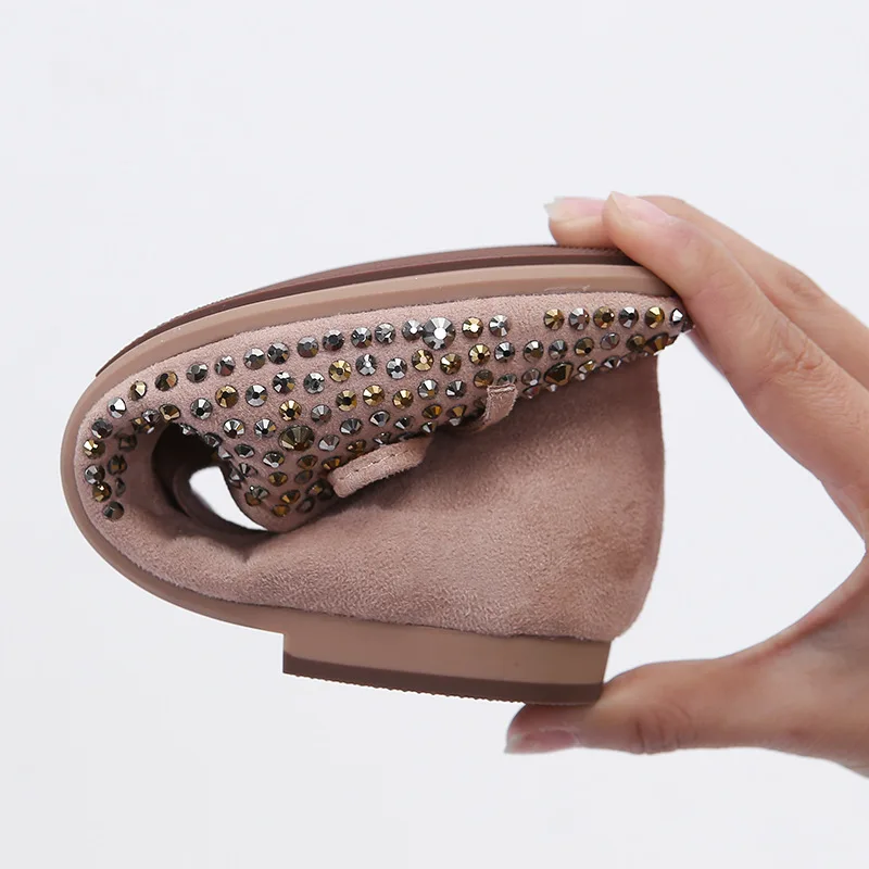 Роскошная женская обувь на плоской подошве новинка 2019 балетки с кристаллами