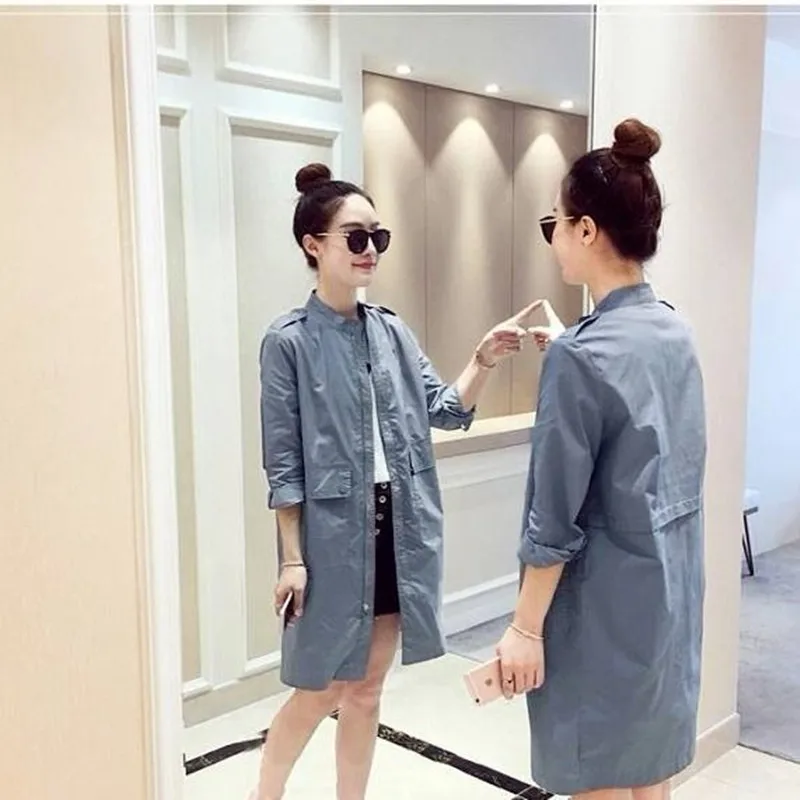 Женский Длинный осенний Тренч свободное пикантное однотонное пальто большого