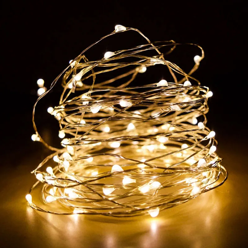 2/5/10 m Медный провод светодиодное праздничное светильник светодиодный вечерние принадлежности/аксессуары для украшения комнаты свадебный реквизит и украшений, устанавливаемых посередине предметов для сцены - Цвет: Warm white