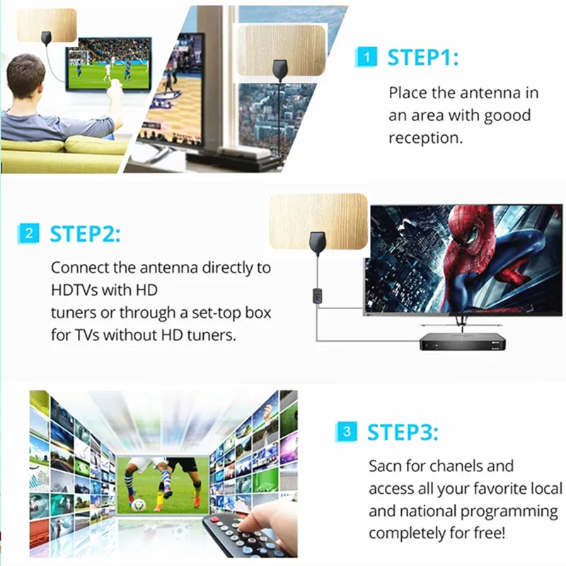 Умная внутренняя 150 милей цифровая HDTV антенна Freeview 25DB ясный спутниковый приемник сигнала радиус Surf Fox DVB-T DVB-T2 антенна