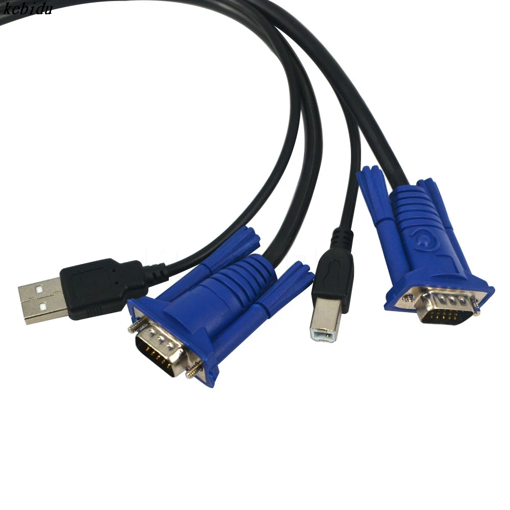 Кабель kebidu KVM с 15 штырьковыми разъемами VGA папа-Папа USB A/B для SVGA разветвитель