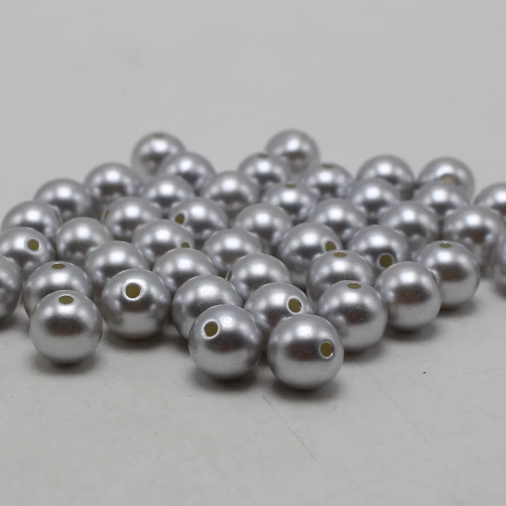 

200 Pcs 8mm Plastic Faux Pearl Round Beads Grey Imitation Pearl