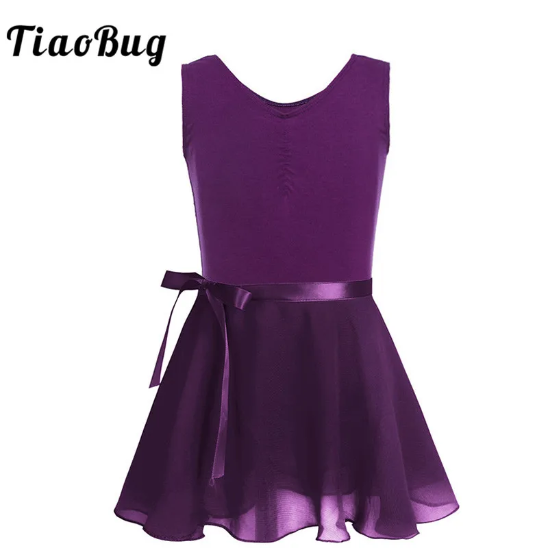 Платье для балета TiaoBug Детские шифоновые юбки с запахом гимнастическое трико