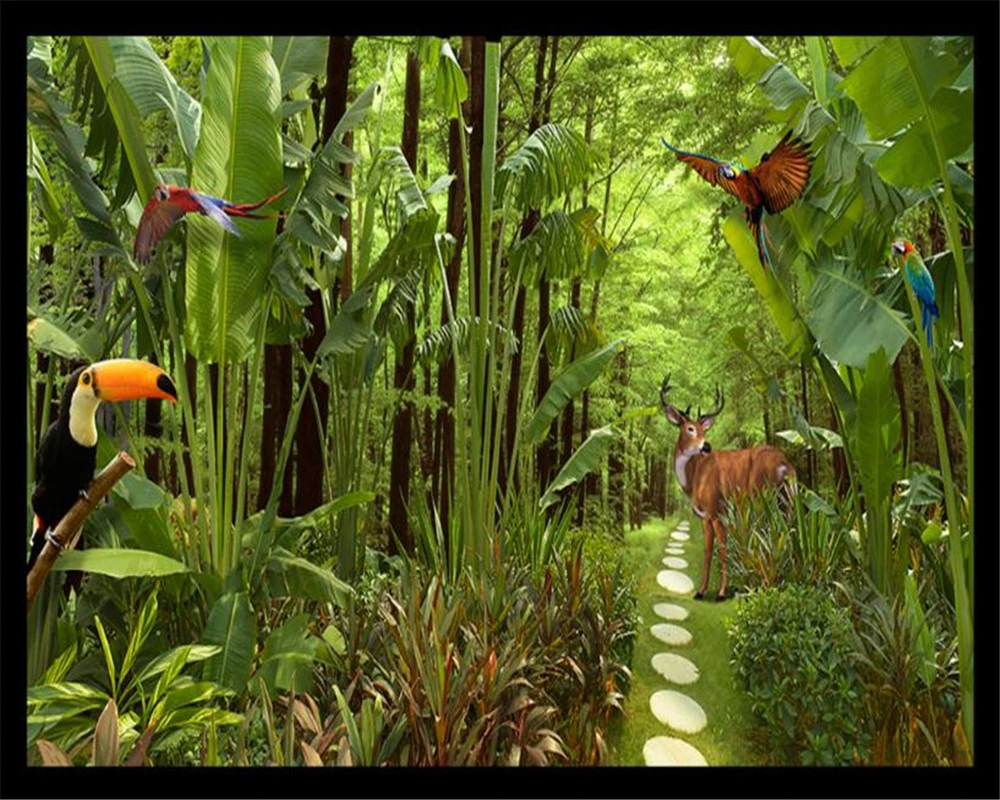 3D обои Beibehang зеленые тропический дождевой лес растения фотообои для гостиной