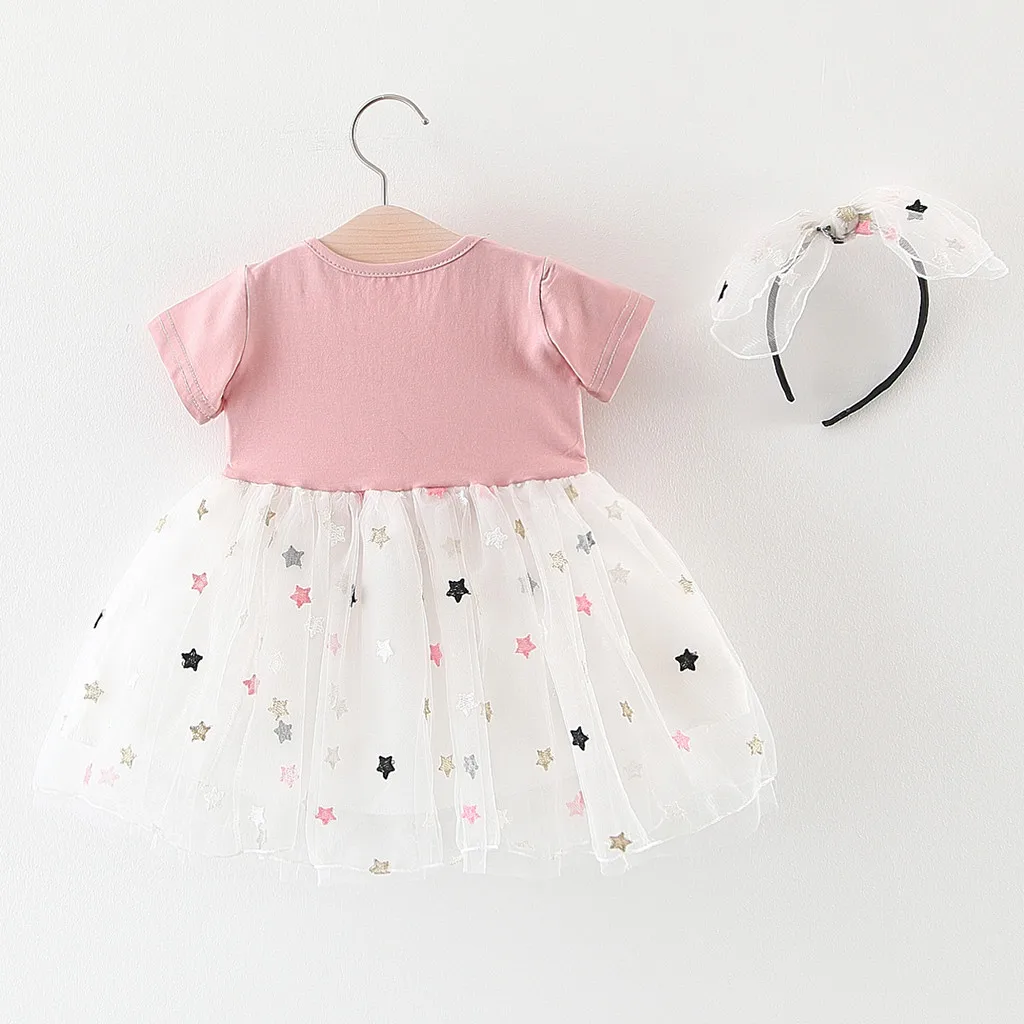 Платье с короткими рукавами для маленьких девочек платье принцессы из тюля