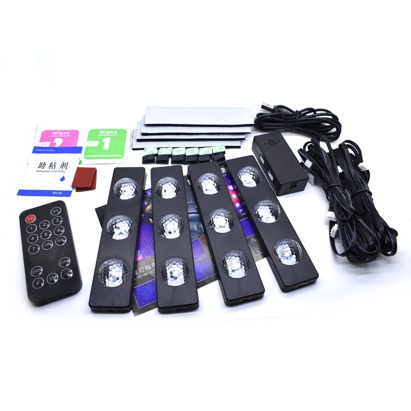 

4PCS LED Star Light Foot Car Lights Atmosphere Interior RGB Decorative Ambient Lighting Music Strip Vehicle Lamp Night Stying